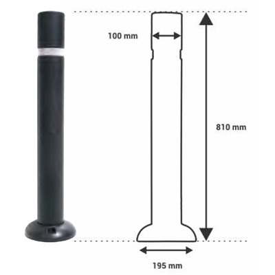 Bolardo Superficie PVC 810mm Negro