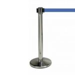 Cinta Retráctil Azul 2m Poste Plata.