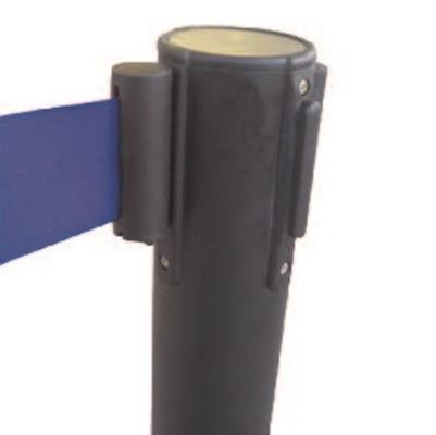 Cinta Retráctil Azul 2m Poste Negro.