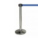 Cinta Retráctil Azul 5m Poste Plata
