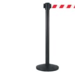 Cinta Retráctil Roja-Blanca 5m Poste Negro