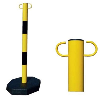 Poste Metálico Amarillo/Negro Base Caucho.